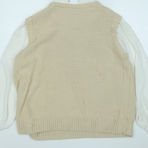 NEXT Womens Beige Round Neck  Cotton Pullover Jumper Size L
