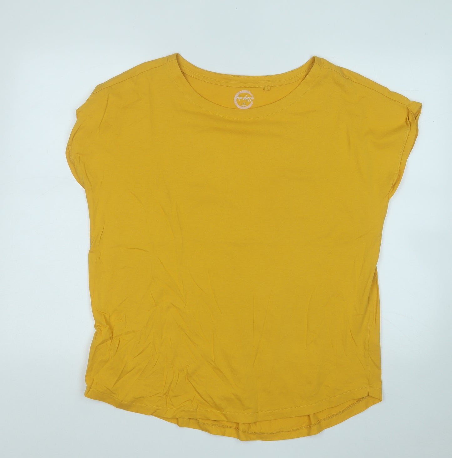 NEXT Womens Yellow  Cotton Basic T-Shirt Size 16 Round Neck