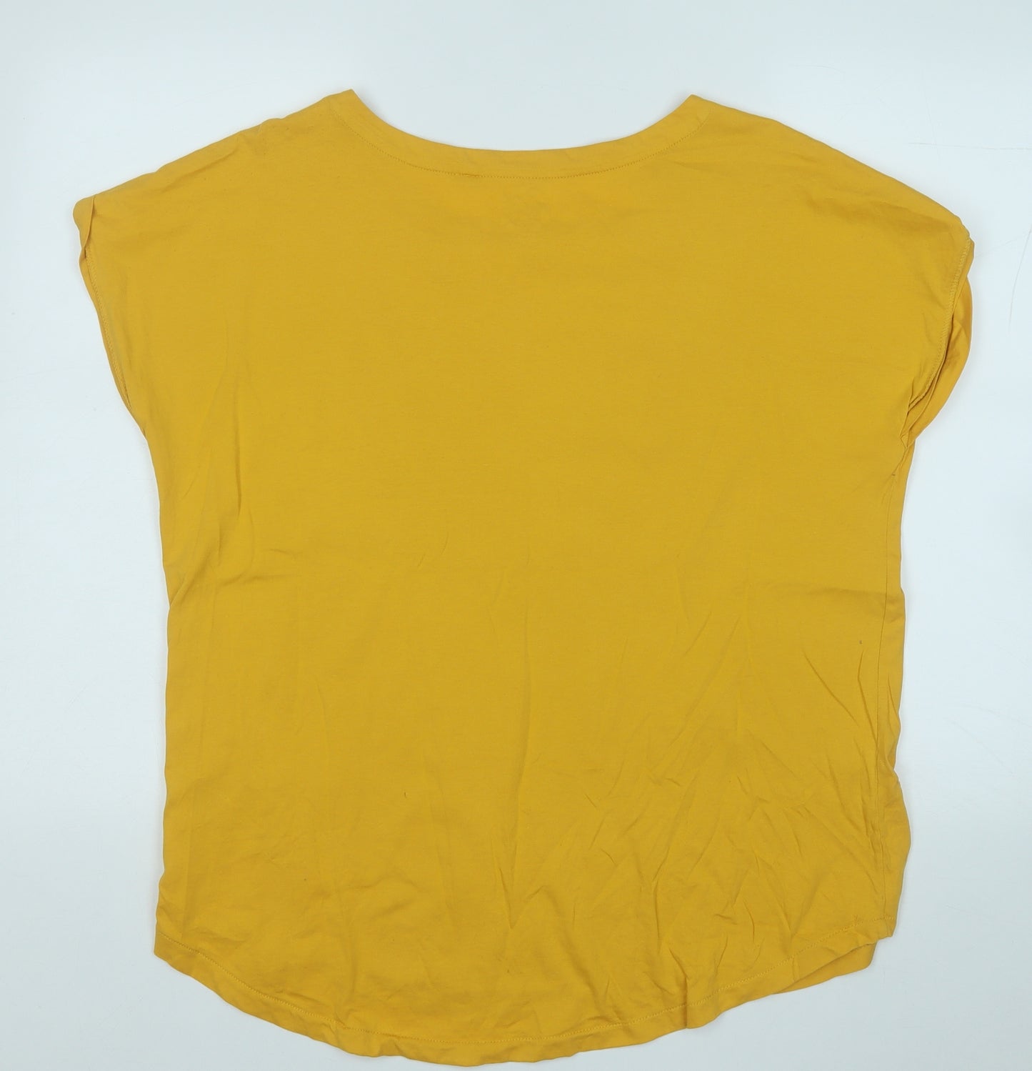 NEXT Womens Yellow  Cotton Basic T-Shirt Size 16 Round Neck