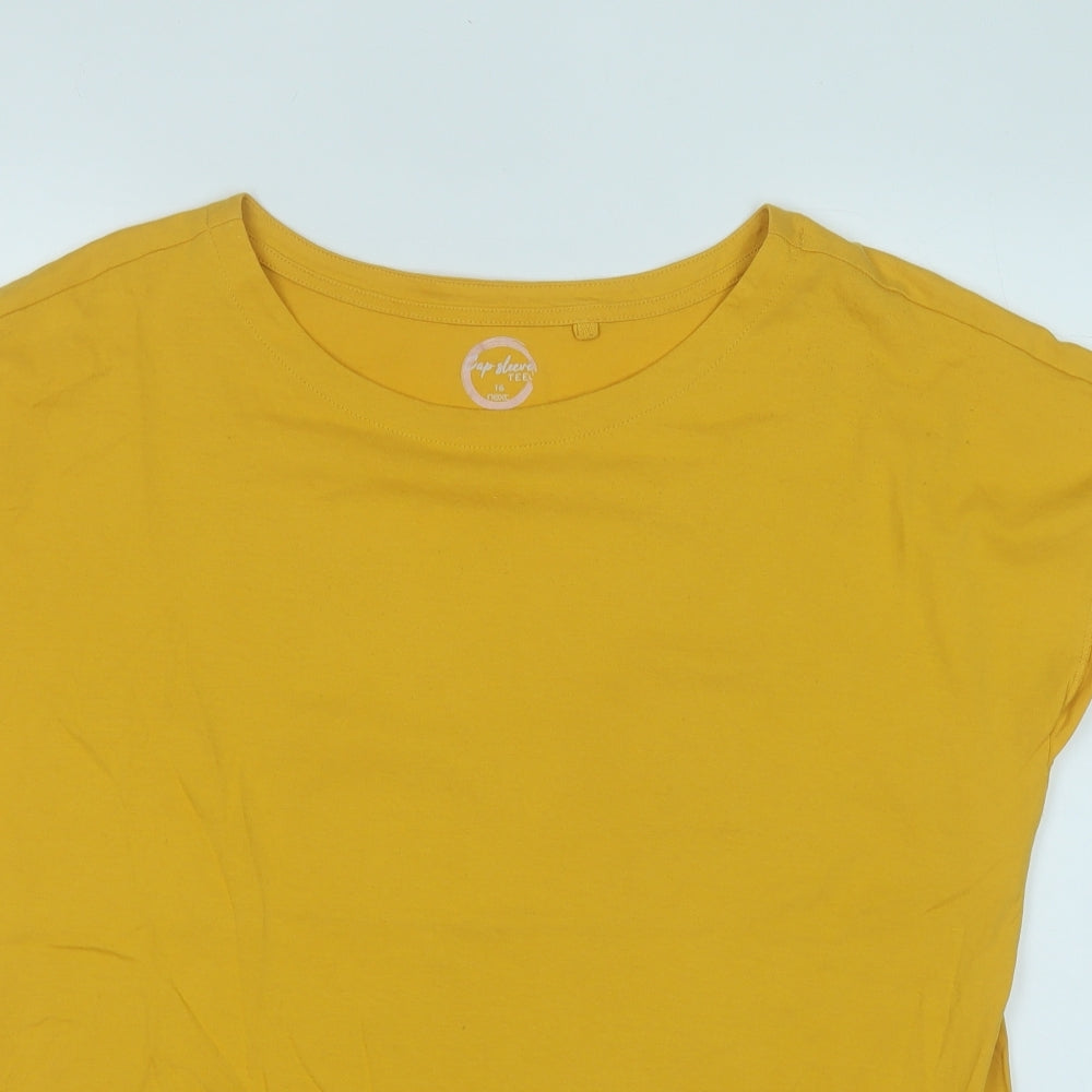 NEXT Womens Yellow  Cotton Basic T-Shirt Size 16 Round Neck
