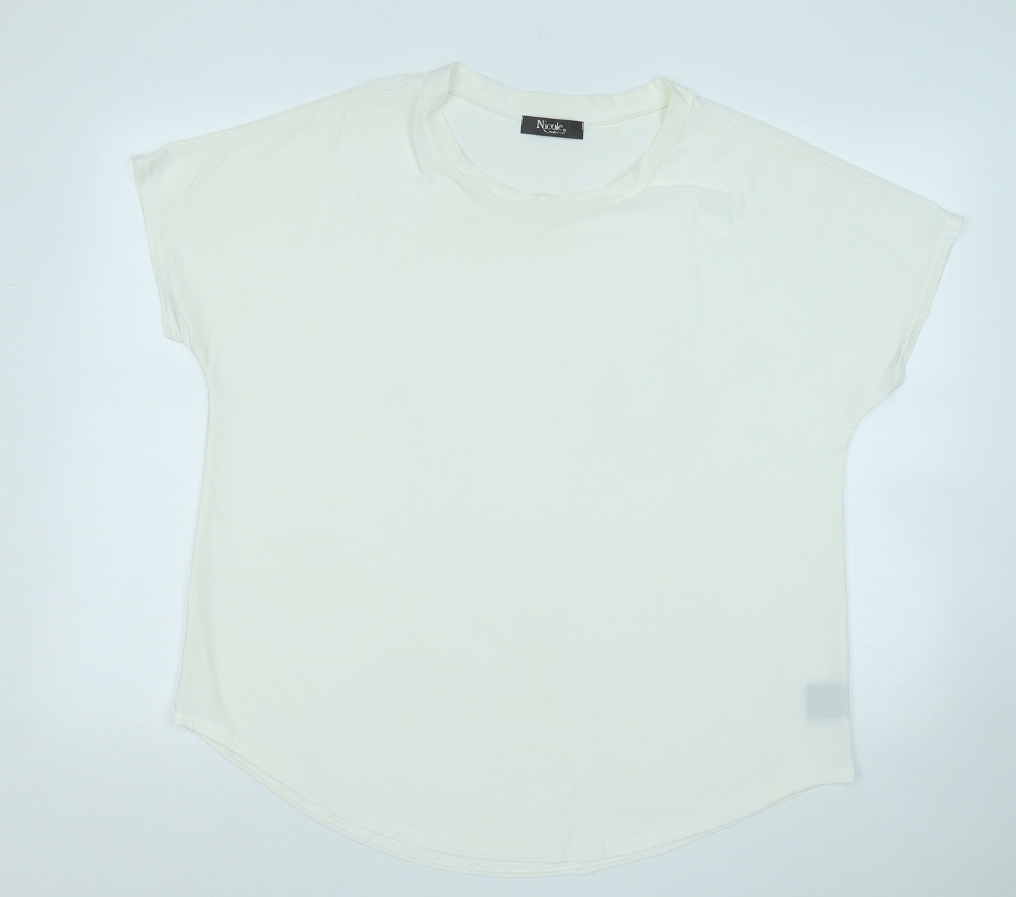 Nicole Collextion Womens White  Polyester Basic Blouse Size L Round Neck