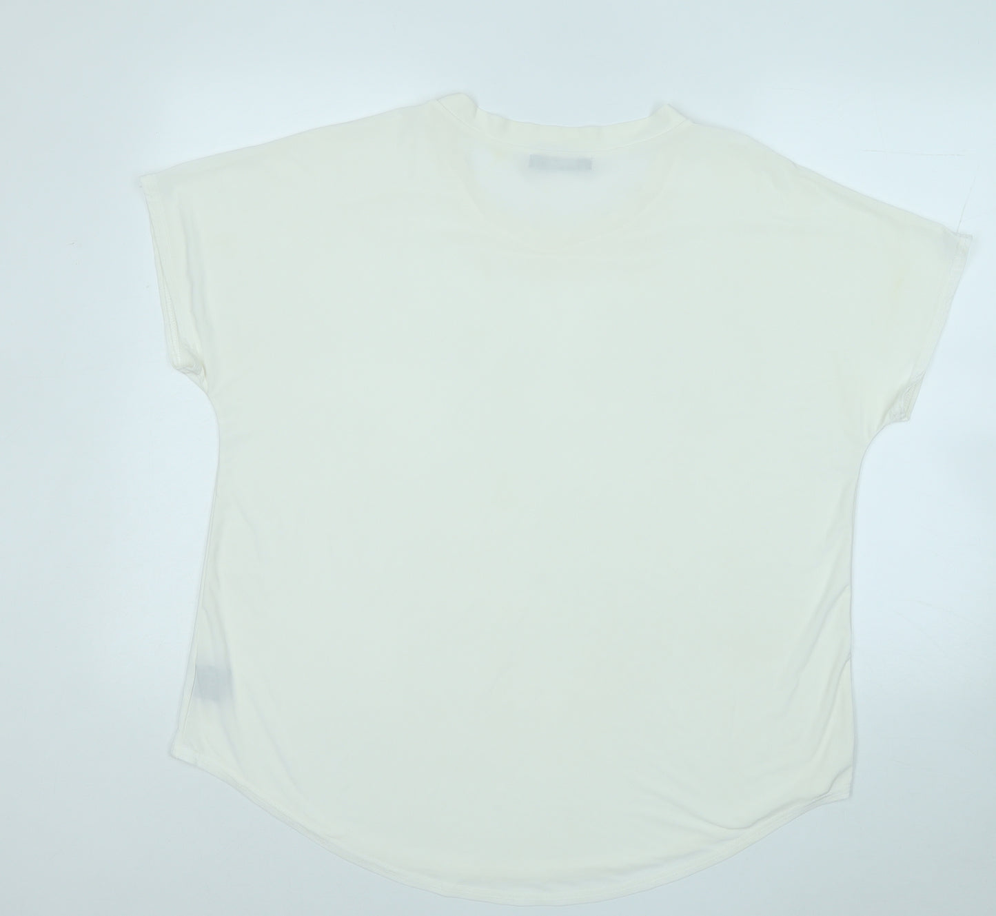 Nicole Collextion Womens White  Polyester Basic Blouse Size L Round Neck