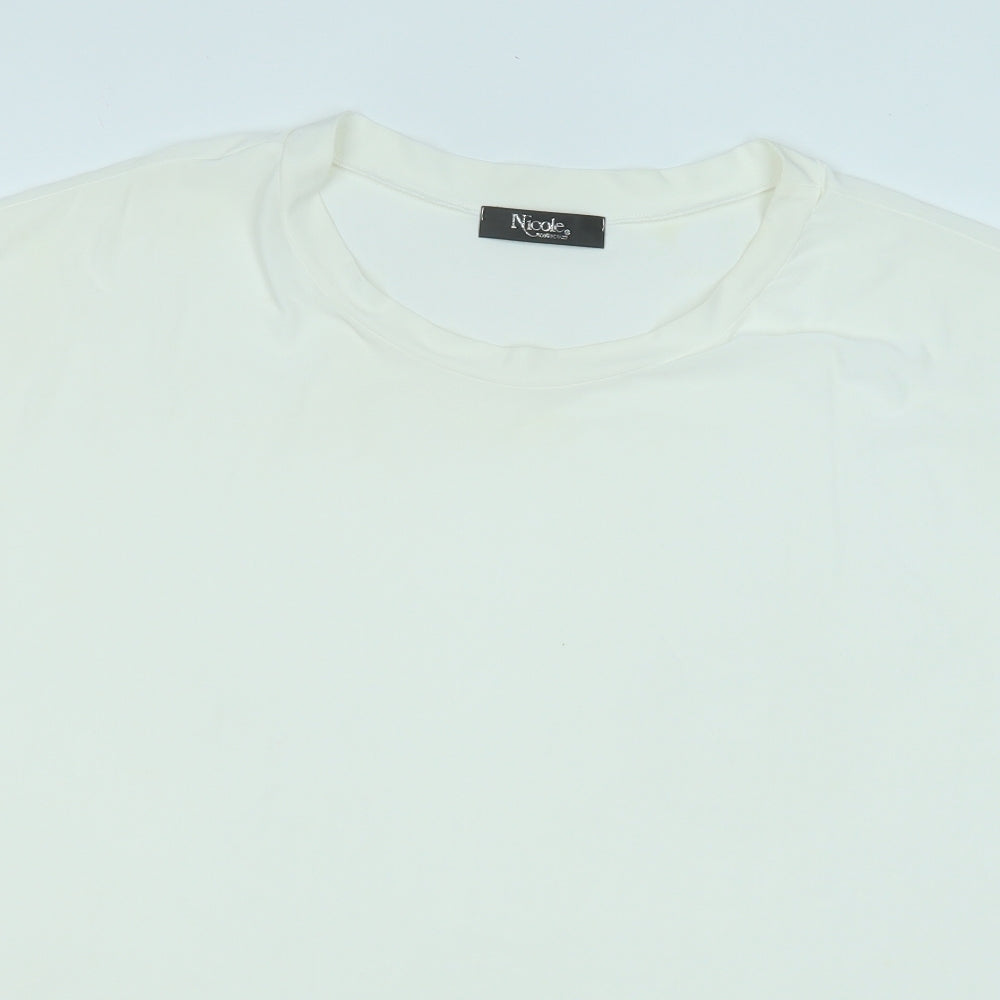 Nicole Collextion Womens White  Polyester Basic Blouse Size L Round Neck