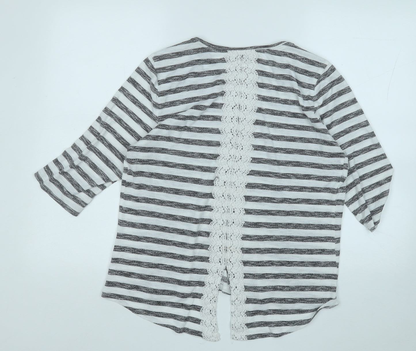 Atmosphere Womens White Striped Viscose Basic T-Shirt Size 16 Round Neck