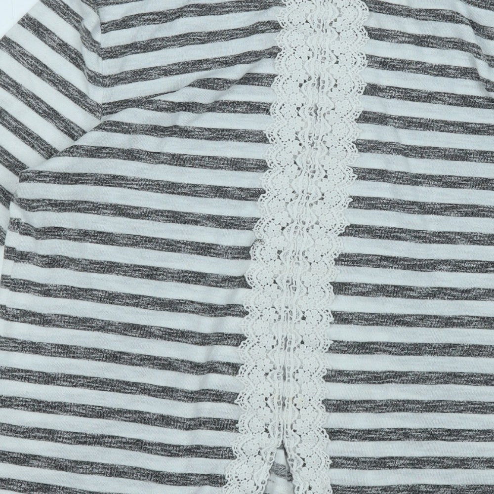 Atmosphere Womens White Striped Viscose Basic T-Shirt Size 16 Round Neck