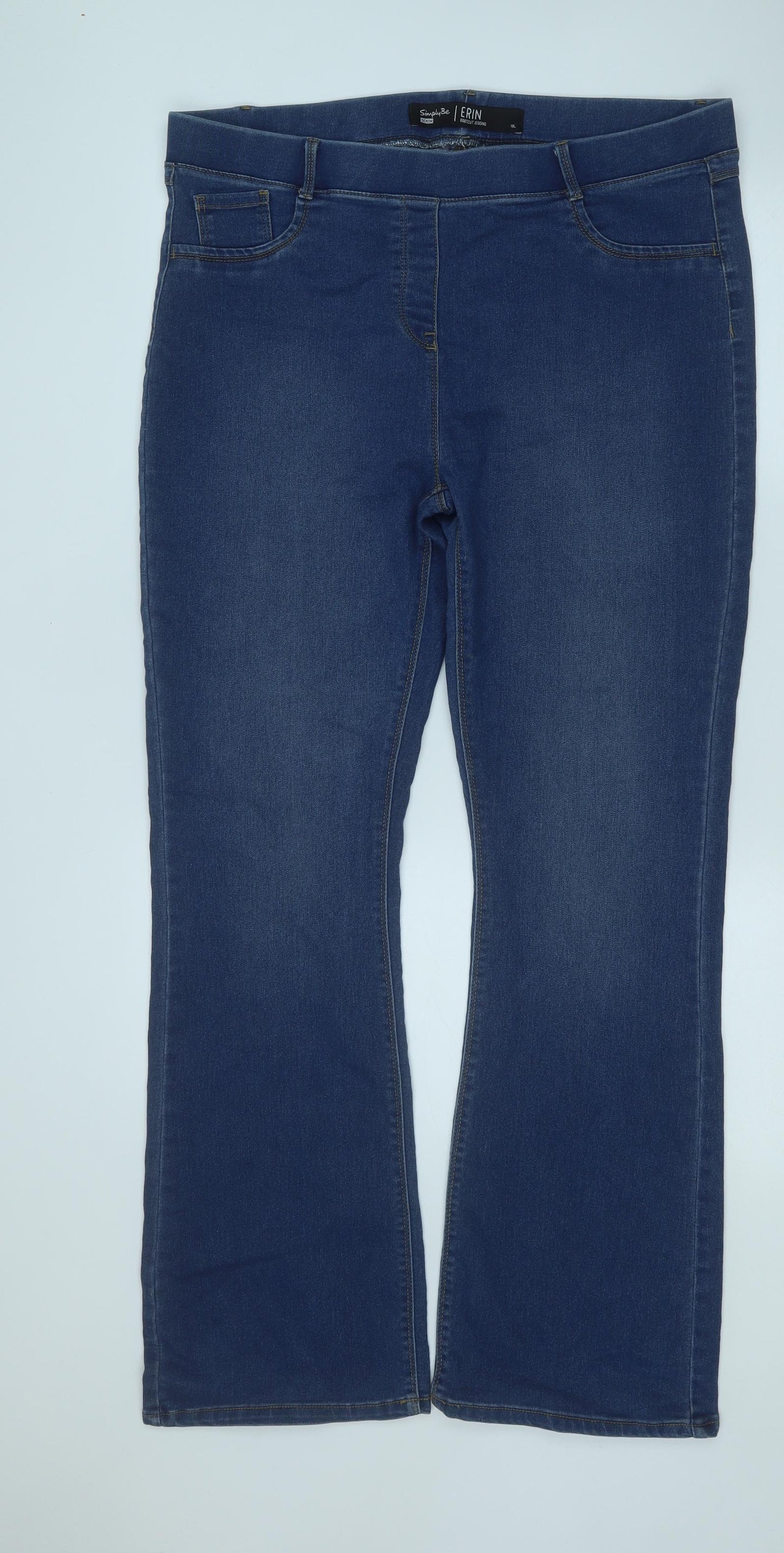 Simply Be Womens Blue  Cotton Bootcut Jeans Size 18 L32 in Regular