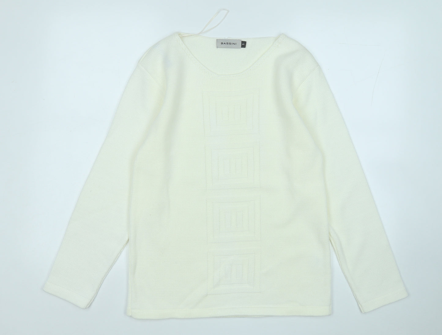 BASSINI Womens Yellow Round Neck  Acrylic Pullover Jumper Size S