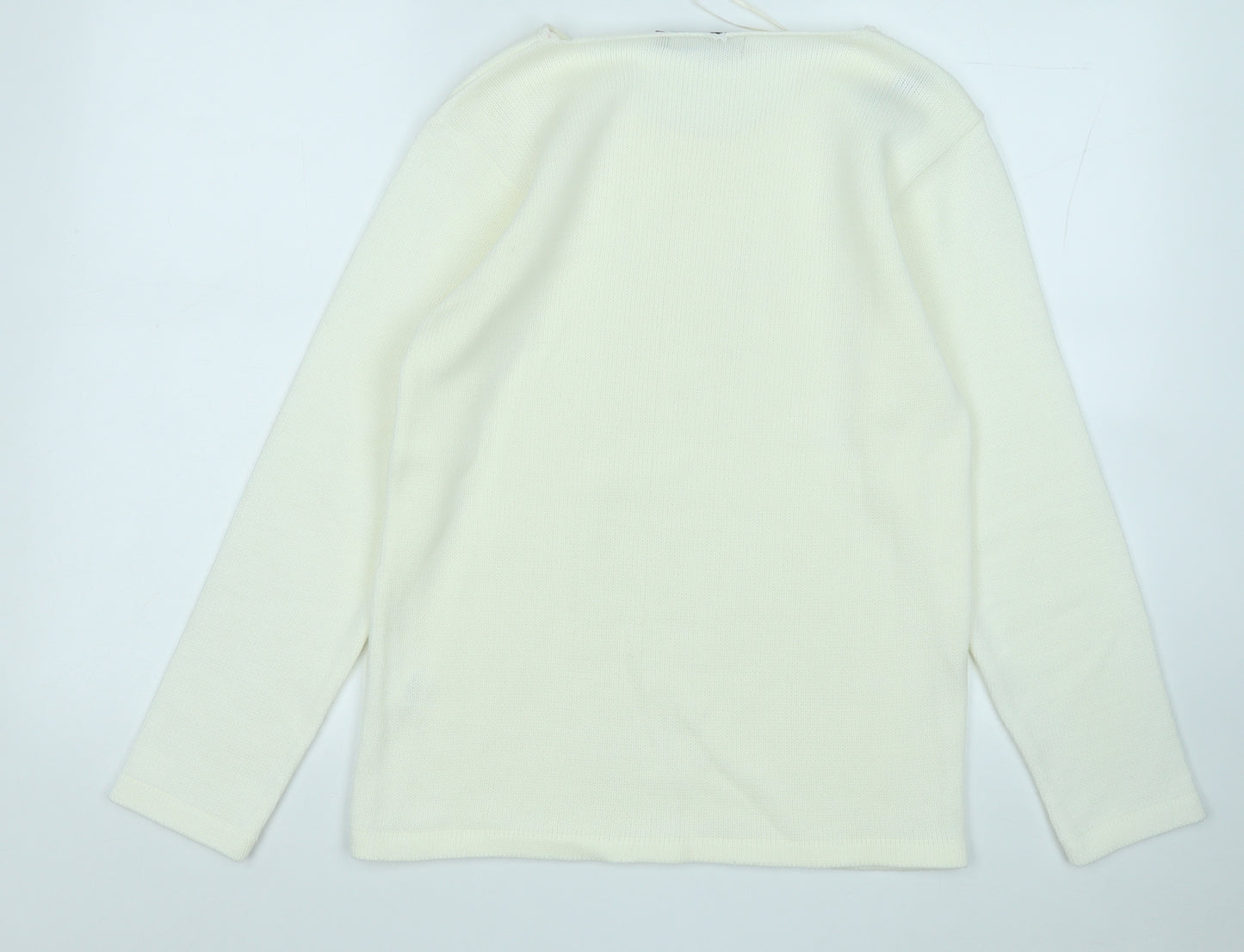 BASSINI Womens Yellow Round Neck  Acrylic Pullover Jumper Size S