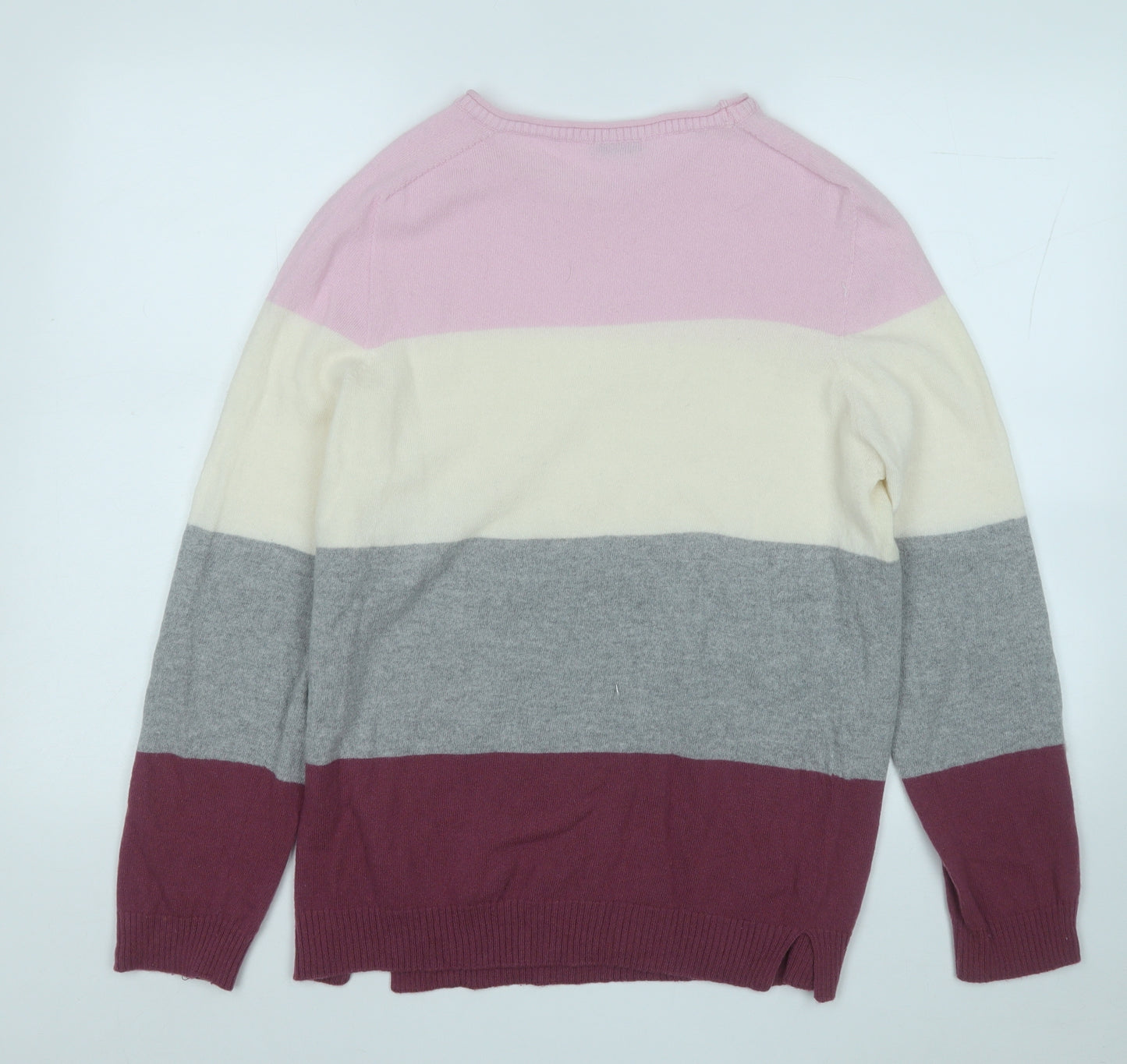 bella de notte Womens Multicoloured Round Neck Striped Wool Pullover Jumper Size 14