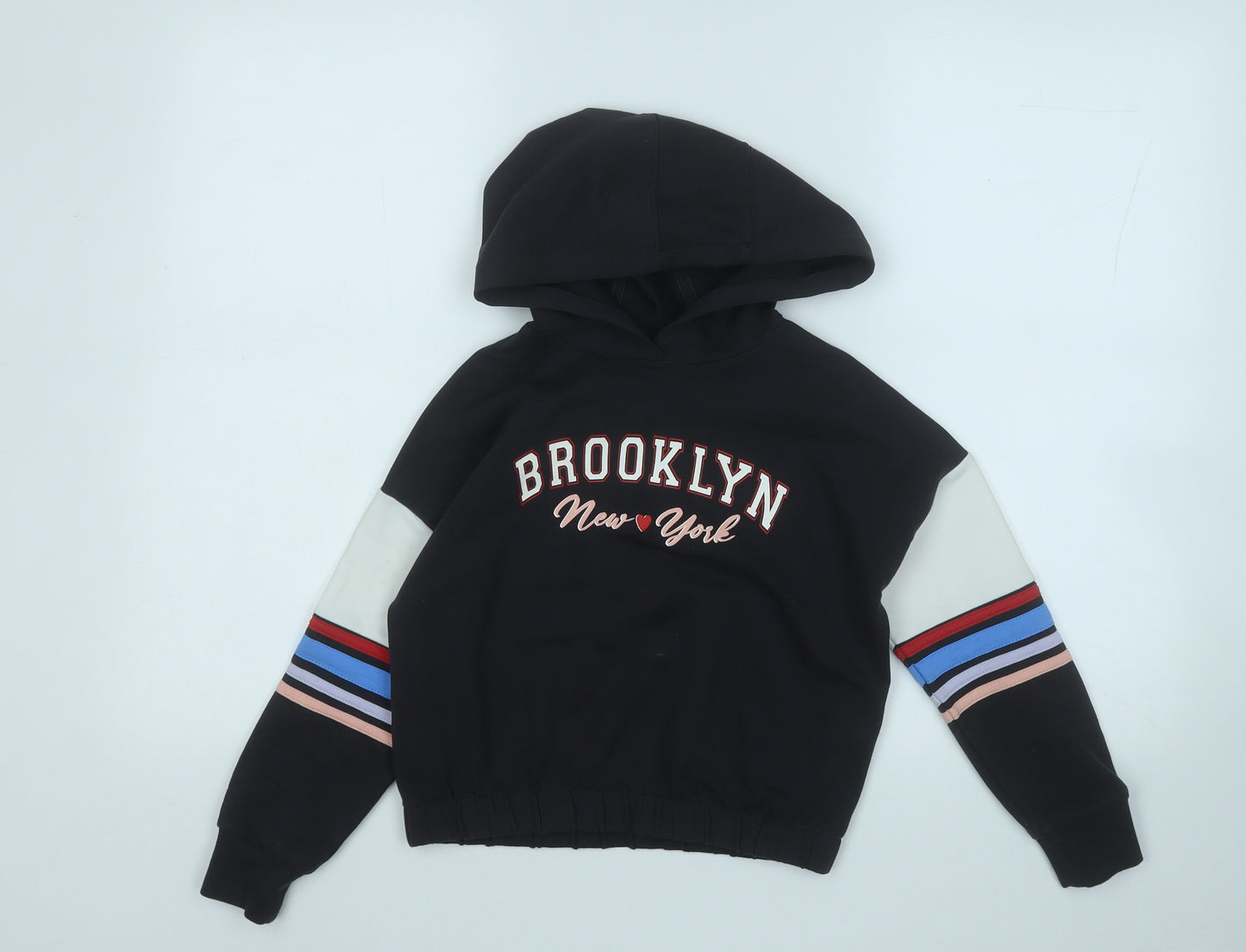 Marks and Spencer Girls Grey  Cotton Pullover Hoodie Size 7-8 Years   - New York City Brooklyn