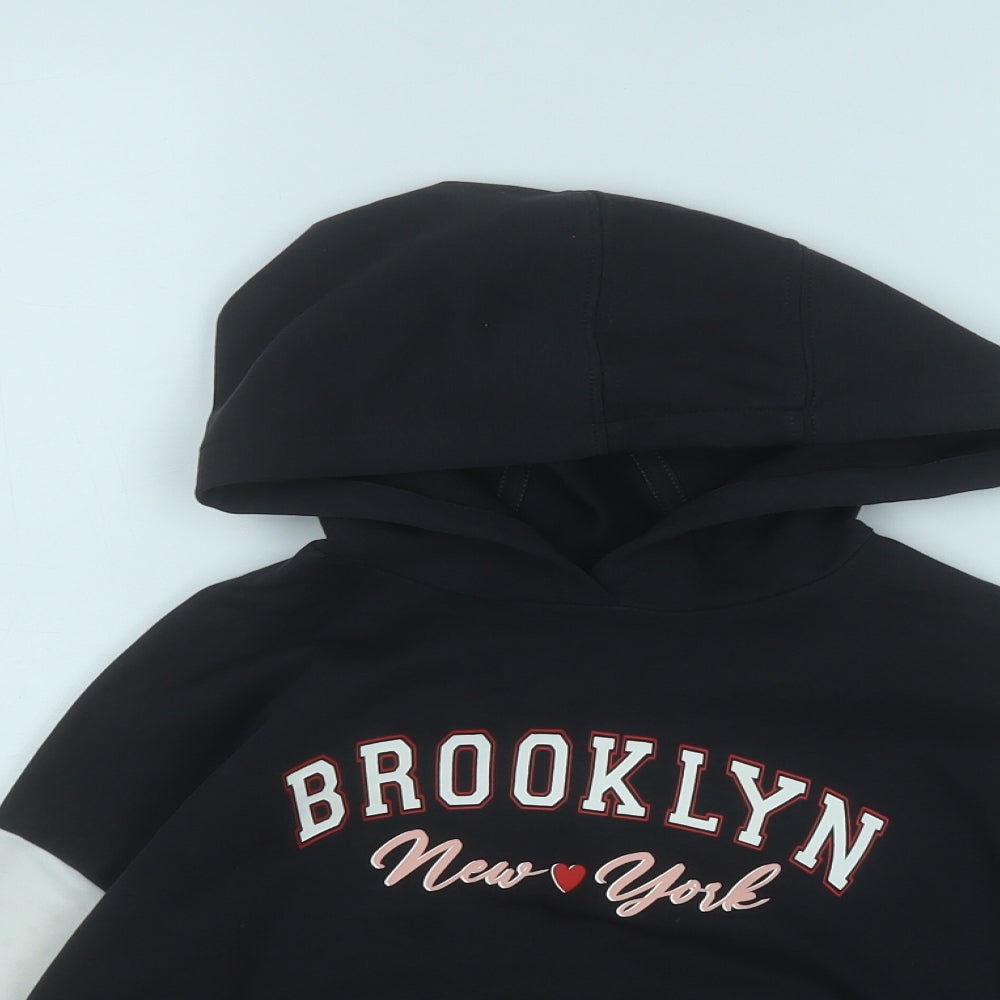 Marks and Spencer Girls Grey  Cotton Pullover Hoodie Size 7-8 Years   - New York City Brooklyn
