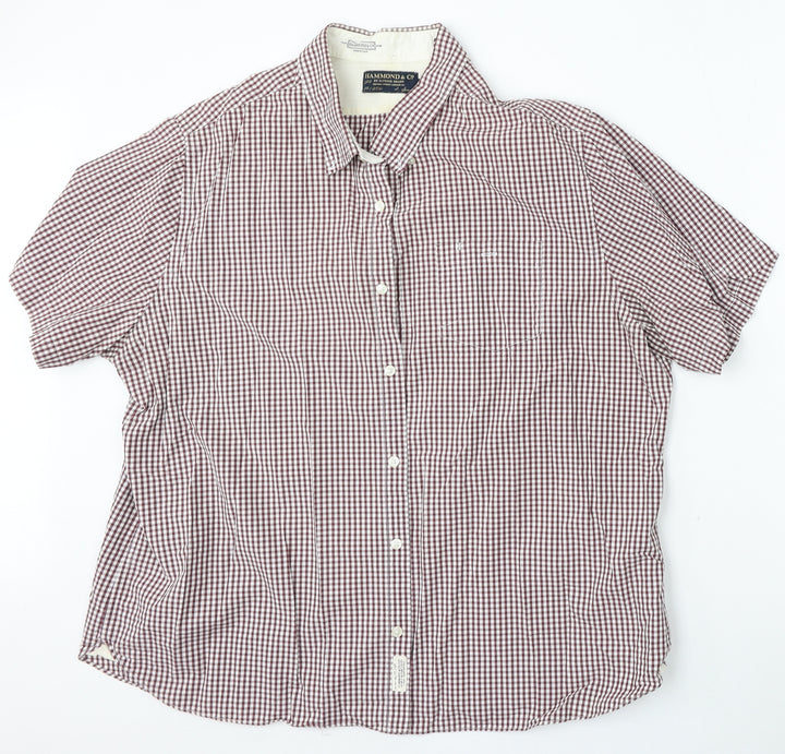 Hammond & Co Mens Multicoloured Check Cotton Button-Up Size 2XL Collared Button