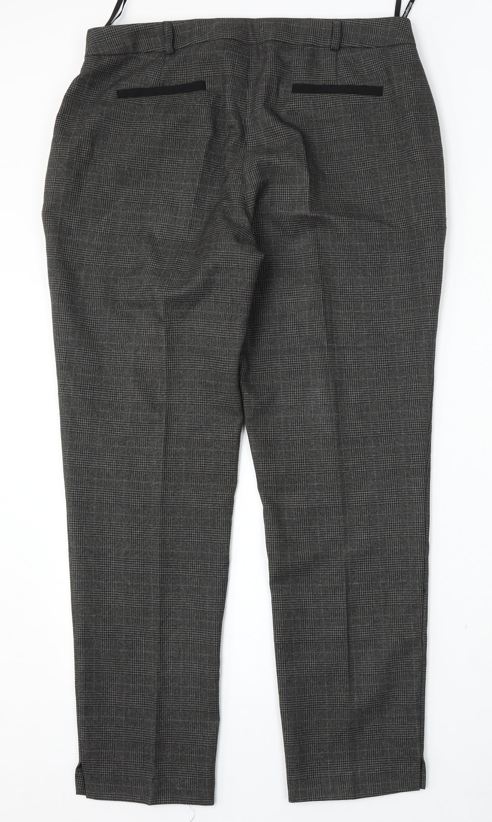 Atmosphere Womens Grey Check Polyester Trousers  Size 14 L28 in Regular