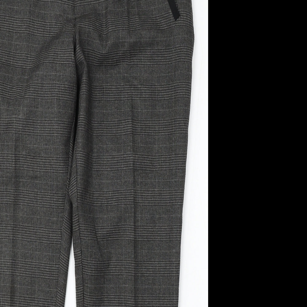 Atmosphere Womens Grey Check Polyester Trousers  Size 14 L28 in Regular
