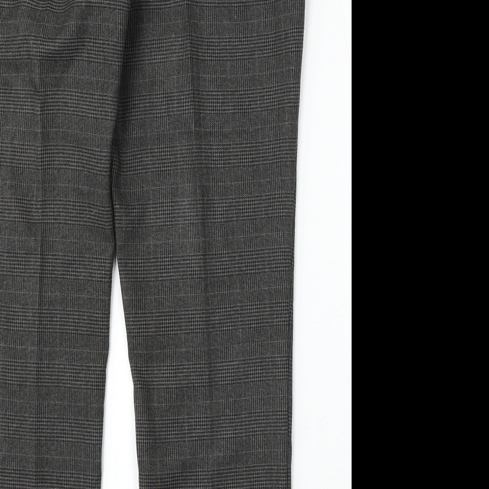 Atmosphere Womens Grey Check Polyester Trousers  Size 14 L28 in Regular