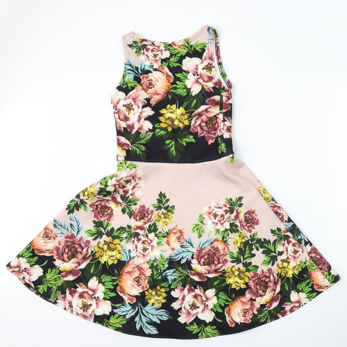 Preworn Womens Multicoloured Floral Polyester Trapeze & Swing  Size 8  Round Neck