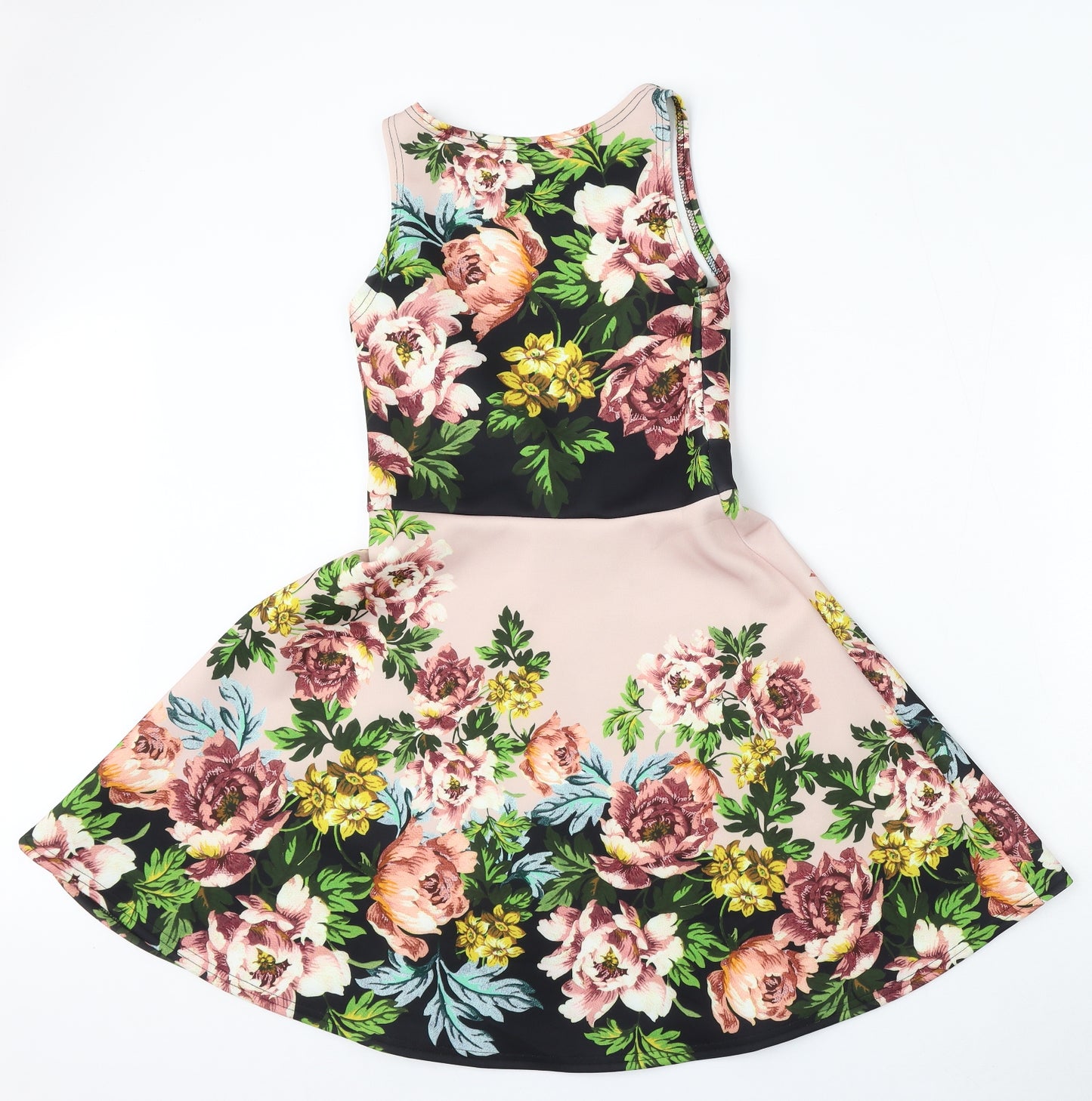 Preworn Womens Multicoloured Floral Polyester Trapeze & Swing  Size 8  Round Neck