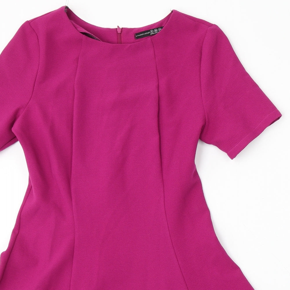 Atmosphere Womens Purple  Polyester Skater Dress  Size 8  Round Neck