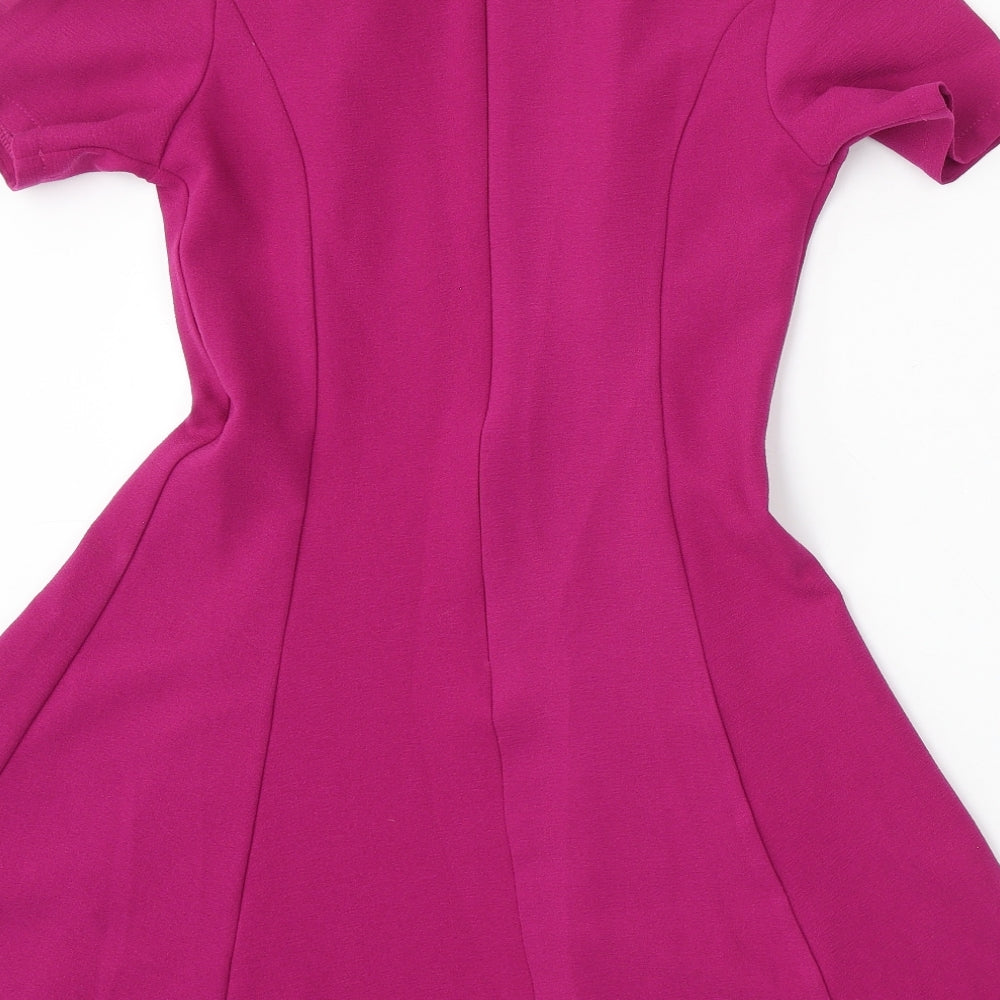 Atmosphere Womens Purple  Polyester Skater Dress  Size 8  Round Neck