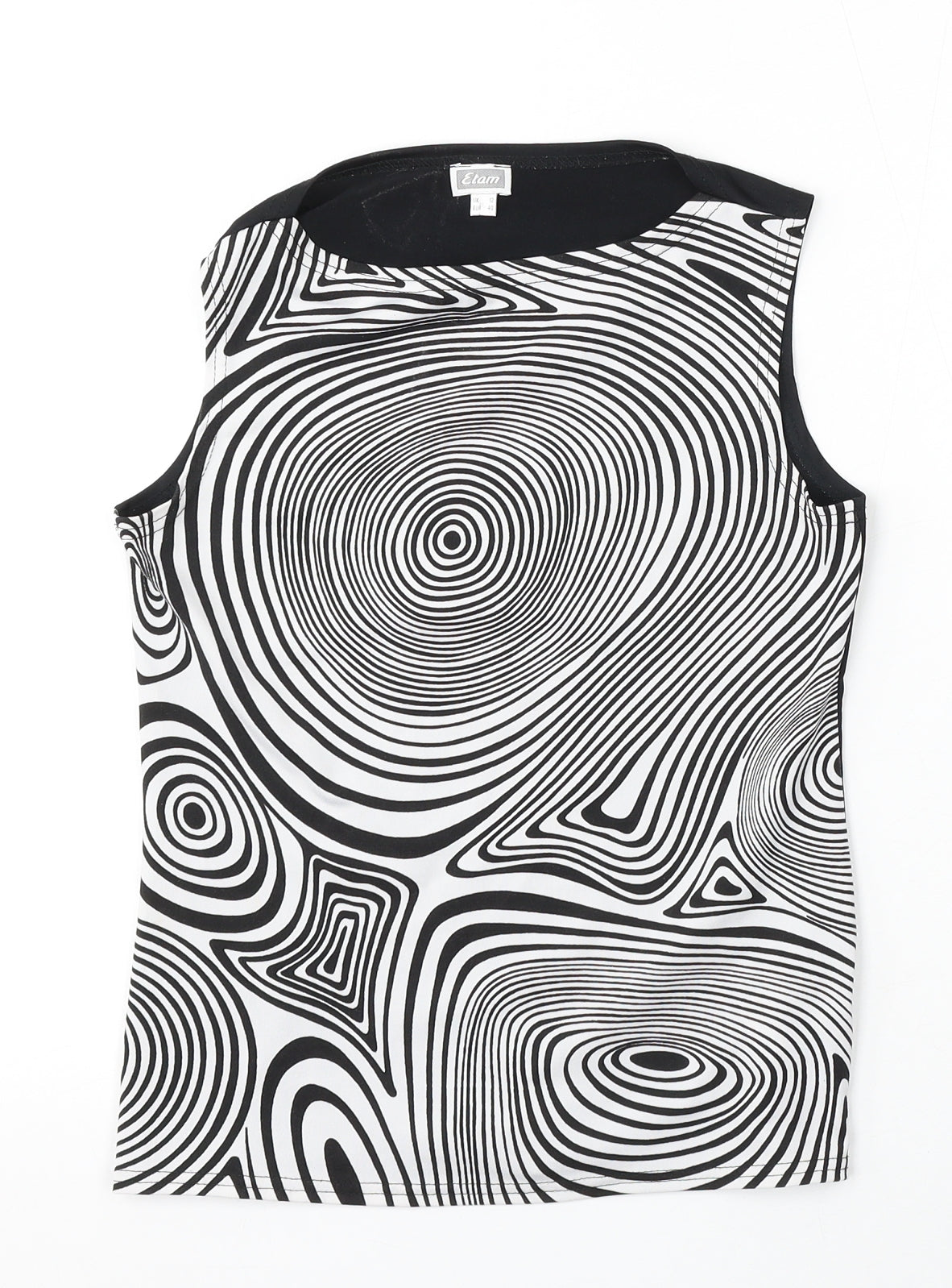 Etam Womens Multicoloured Striped Polyester Basic Tank Size 12 Round Neck