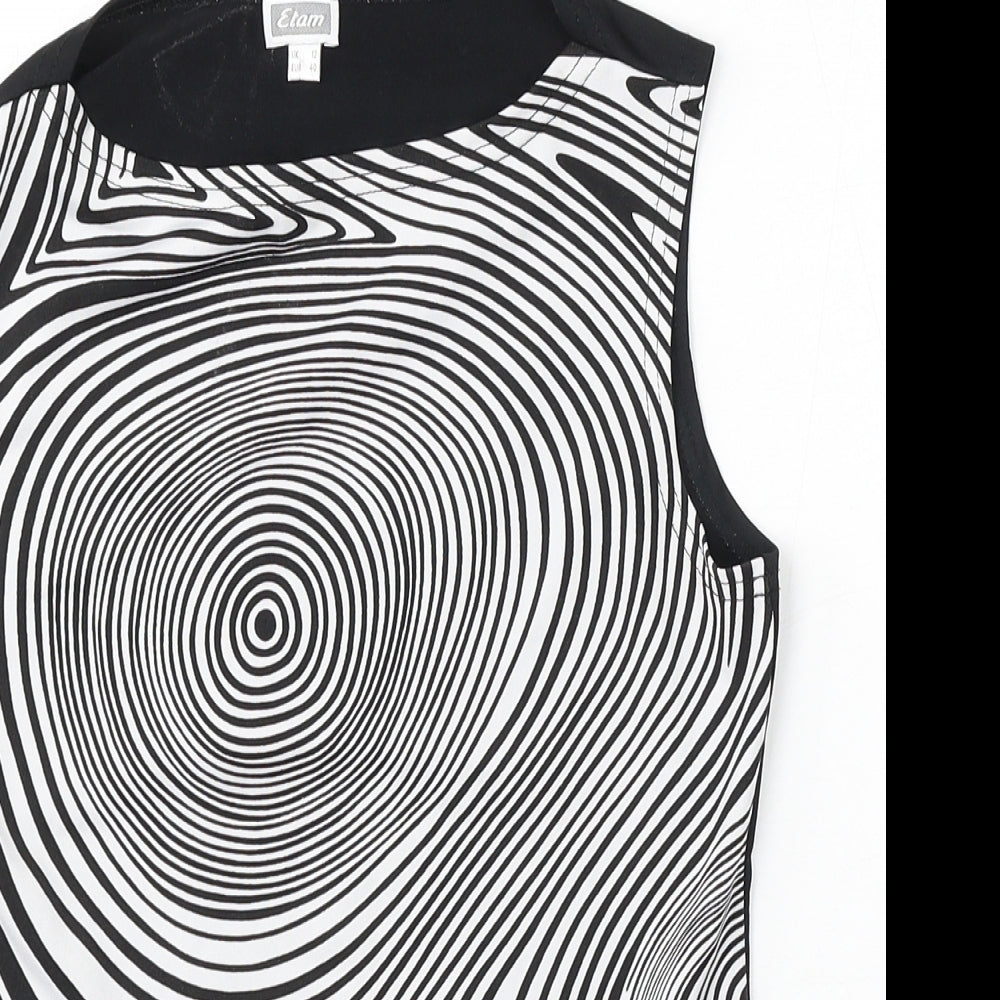Etam Womens Multicoloured Striped Polyester Basic Tank Size 12 Round Neck