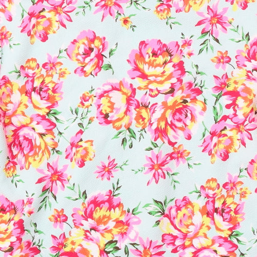 Preworn Womens Multicoloured Floral Polyester Basic Blouse Size S Round Neck
