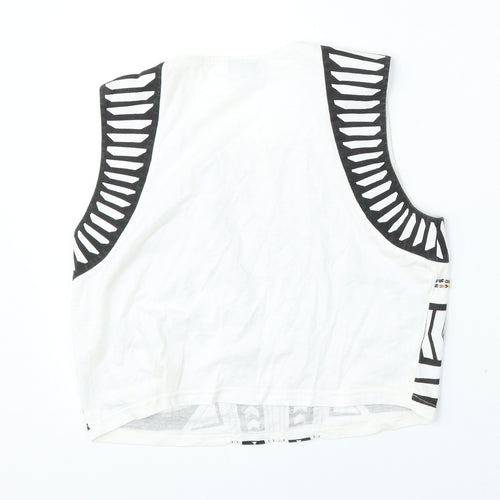 Bardut Womens White  Polyester Basic Tank Size 8 Round Neck