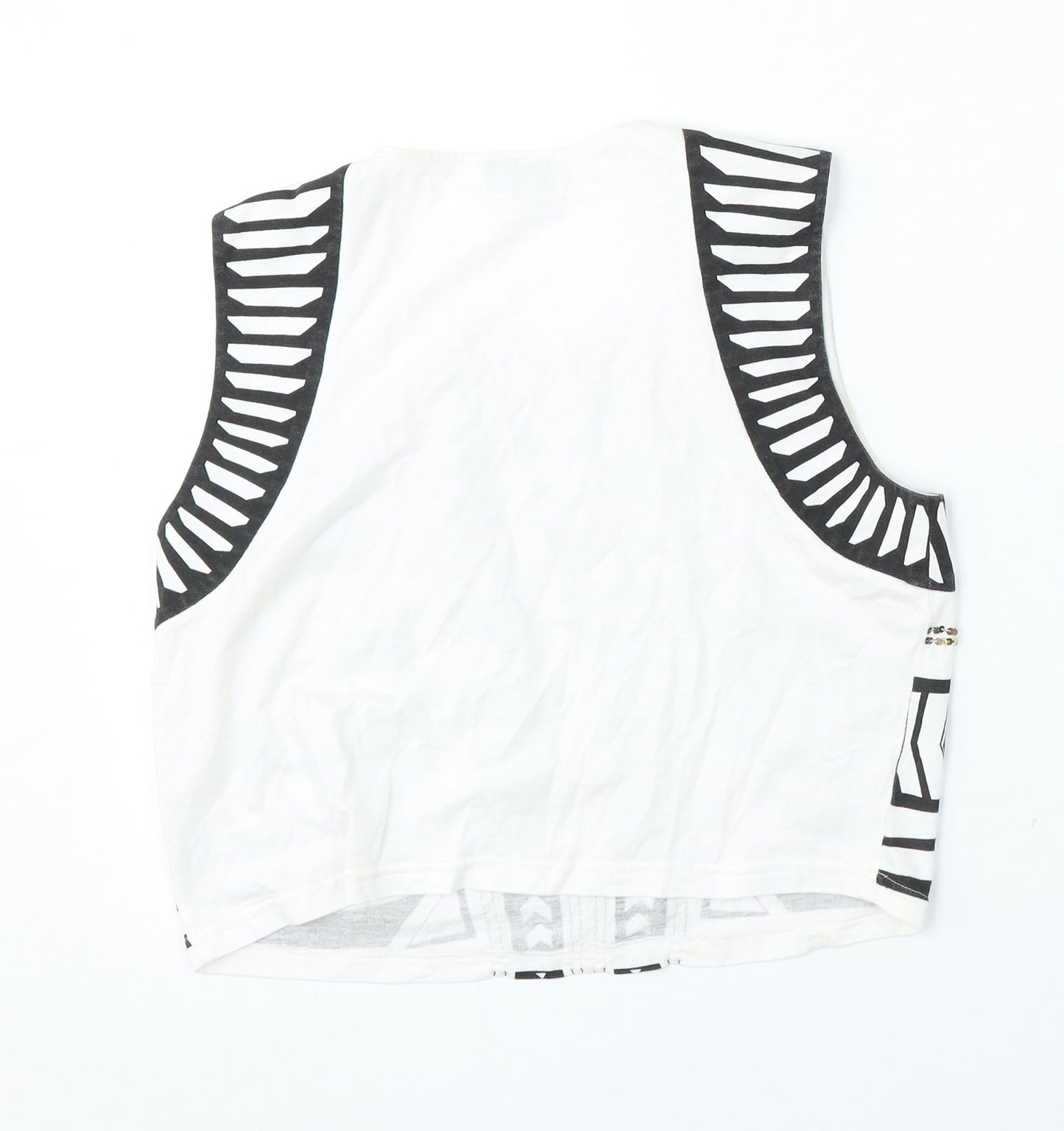 Bardut Womens White  Polyester Basic Tank Size 8 Round Neck