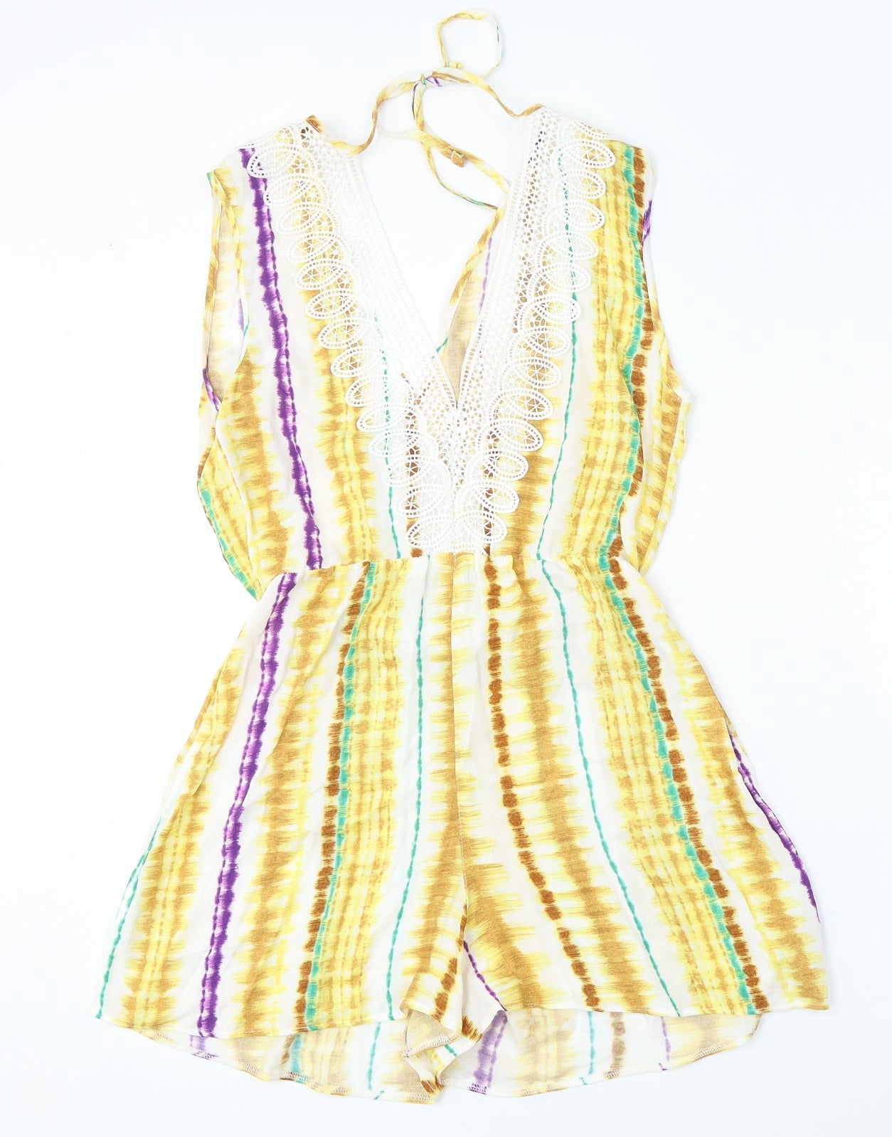 George Womens Multicoloured Geometric Viscose Playsuit One-Piece Size XS