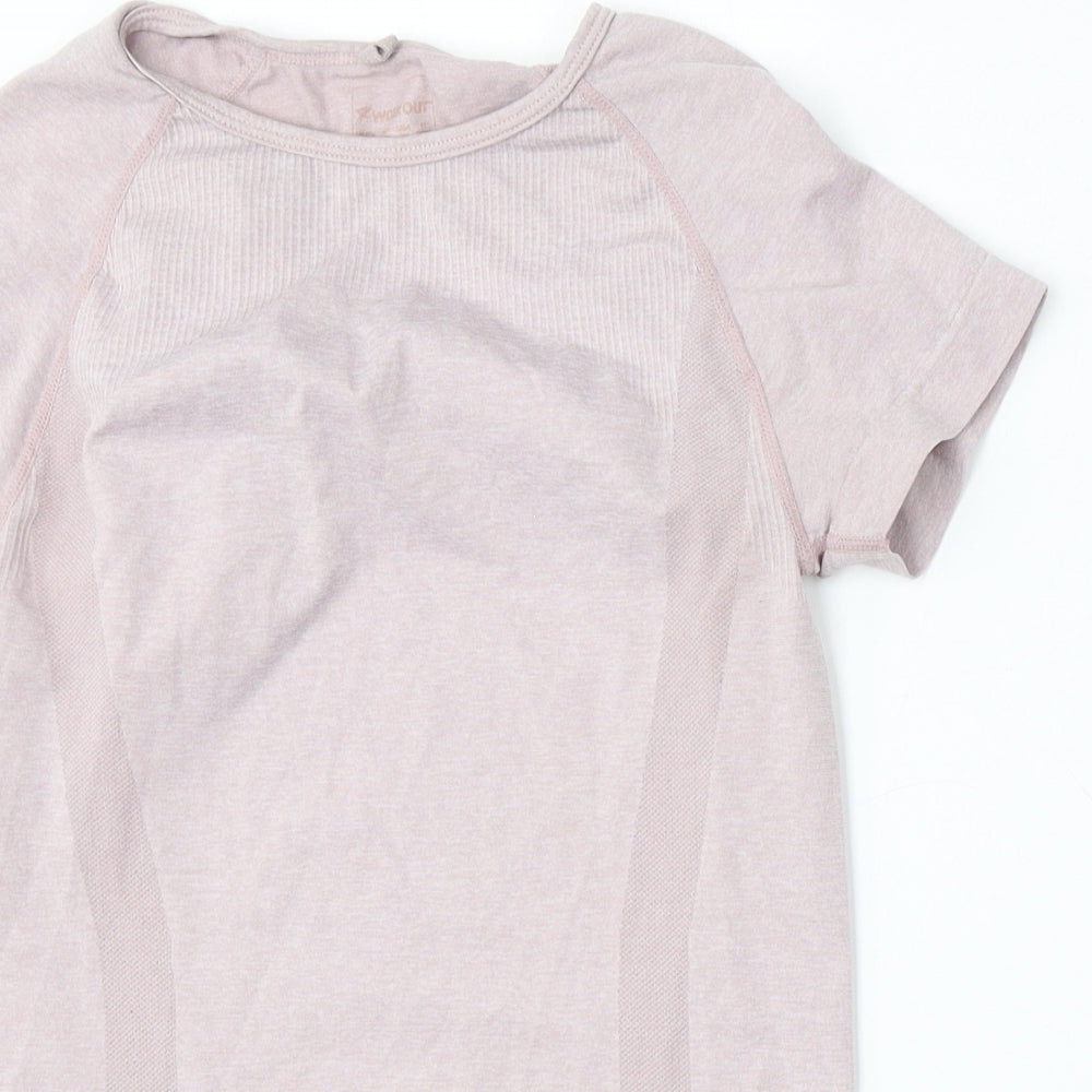 Workout Womens Pink  Polyester Basic T-Shirt Size 8 Round Neck