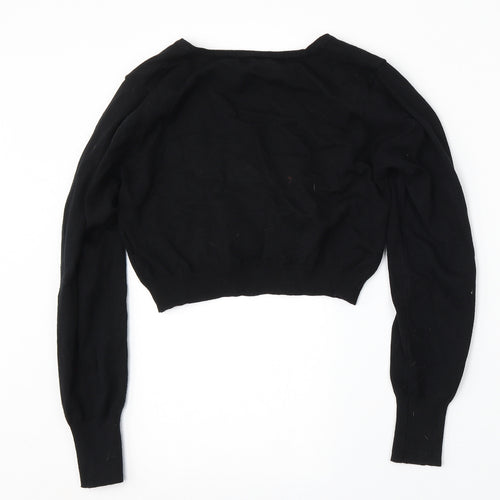 SheIn Womens Black V-Neck  Acrylic Pullover Jumper Size S