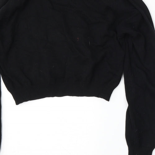 SheIn Womens Black V-Neck  Acrylic Pullover Jumper Size S