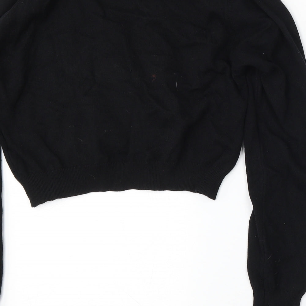 SheIn Womens Black V-Neck  Acrylic Pullover Jumper Size S