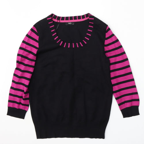 M&Co Womens Black Round Neck  Viscose Pullover Jumper Size 12