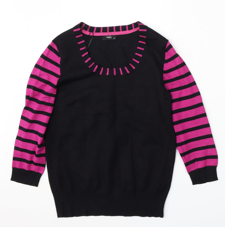 M&Co Womens Black Round Neck  Viscose Pullover Jumper Size 12
