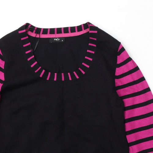 M&Co Womens Black Round Neck  Viscose Pullover Jumper Size 12