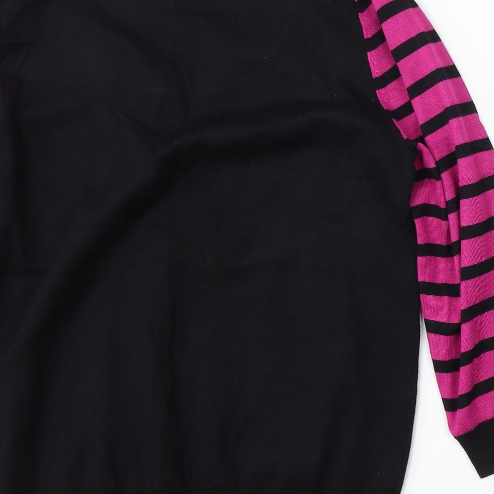 M&Co Womens Black Round Neck  Viscose Pullover Jumper Size 12