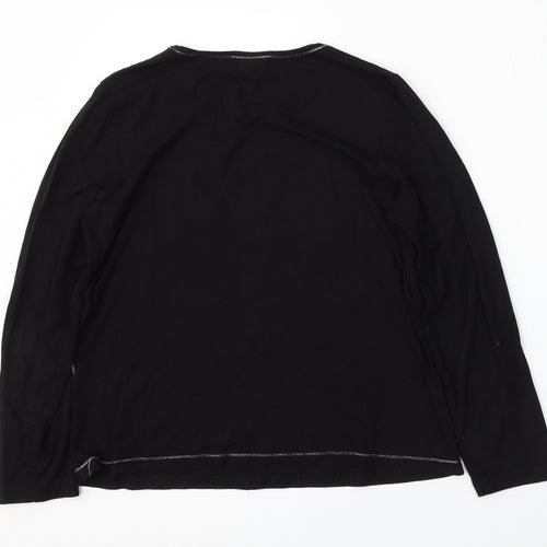 Lebek Womens Black  Polyester Basic T-Shirt Size M Round Neck