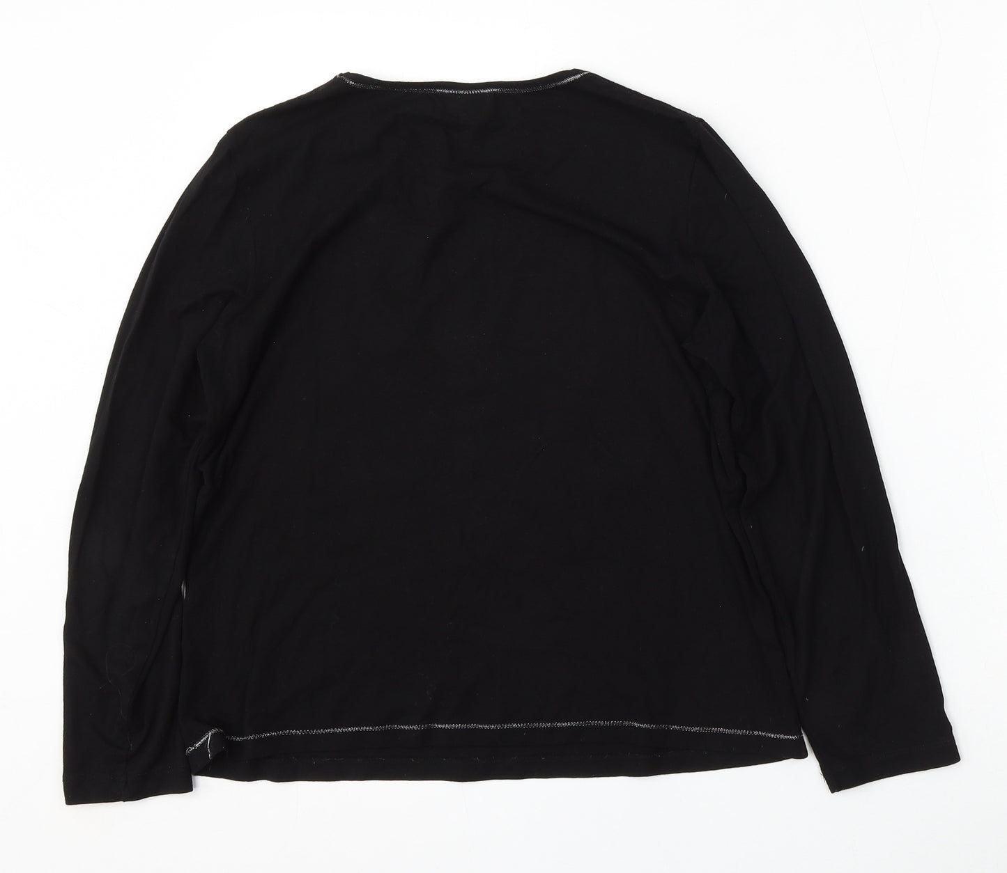 Lebek Womens Black  Polyester Basic T-Shirt Size M Round Neck