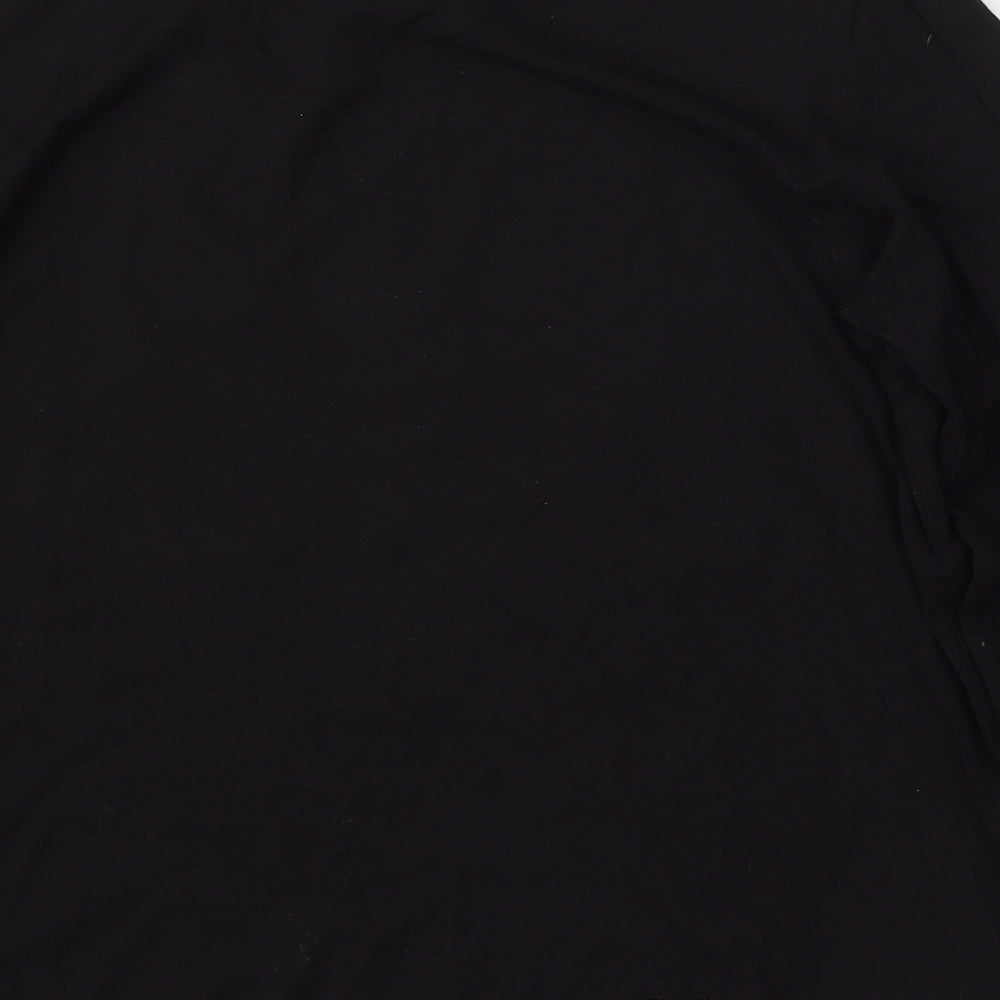 Lebek Womens Black  Polyester Basic T-Shirt Size M Round Neck