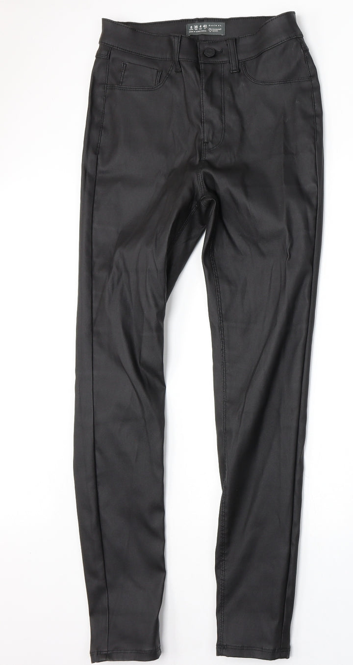 Denim & Co. Womens Black  Polyester Trousers  Size 8 L30 in Slim