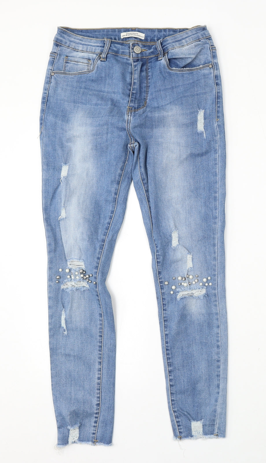 Redseventy Womens Blue  Cotton Skinny Jeans Size 28 L28 in Regular Button