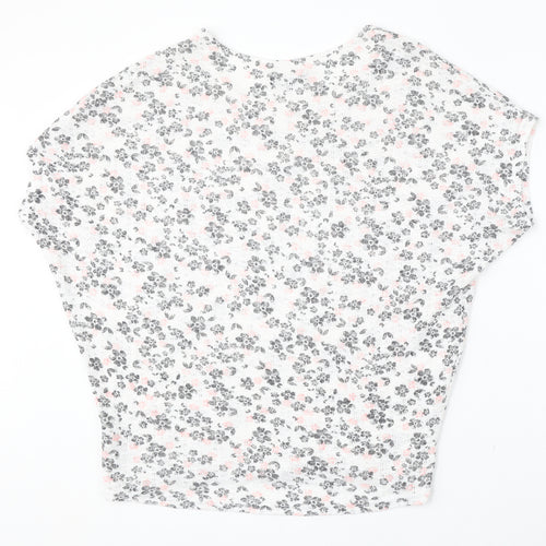 New Look Womens White Round Neck Floral Polyester Pullover Jumper Size 12