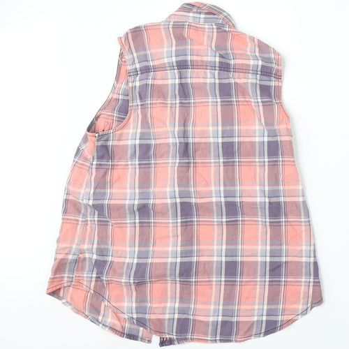 New Look Womens Multicoloured Plaid Cotton Basic Button-Up Size 12 Collared