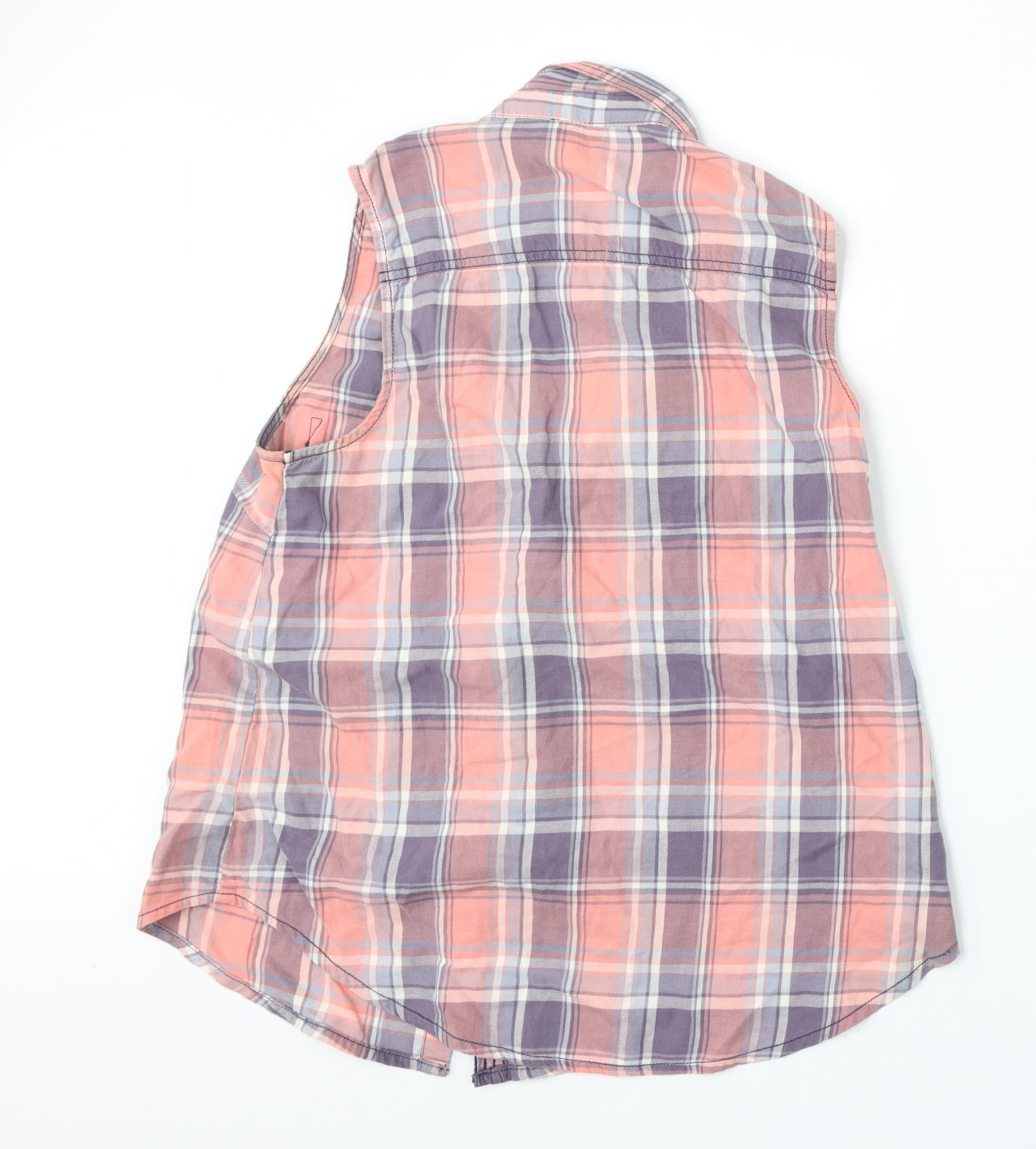 New Look Womens Multicoloured Plaid Cotton Basic Button-Up Size 12 Collared
