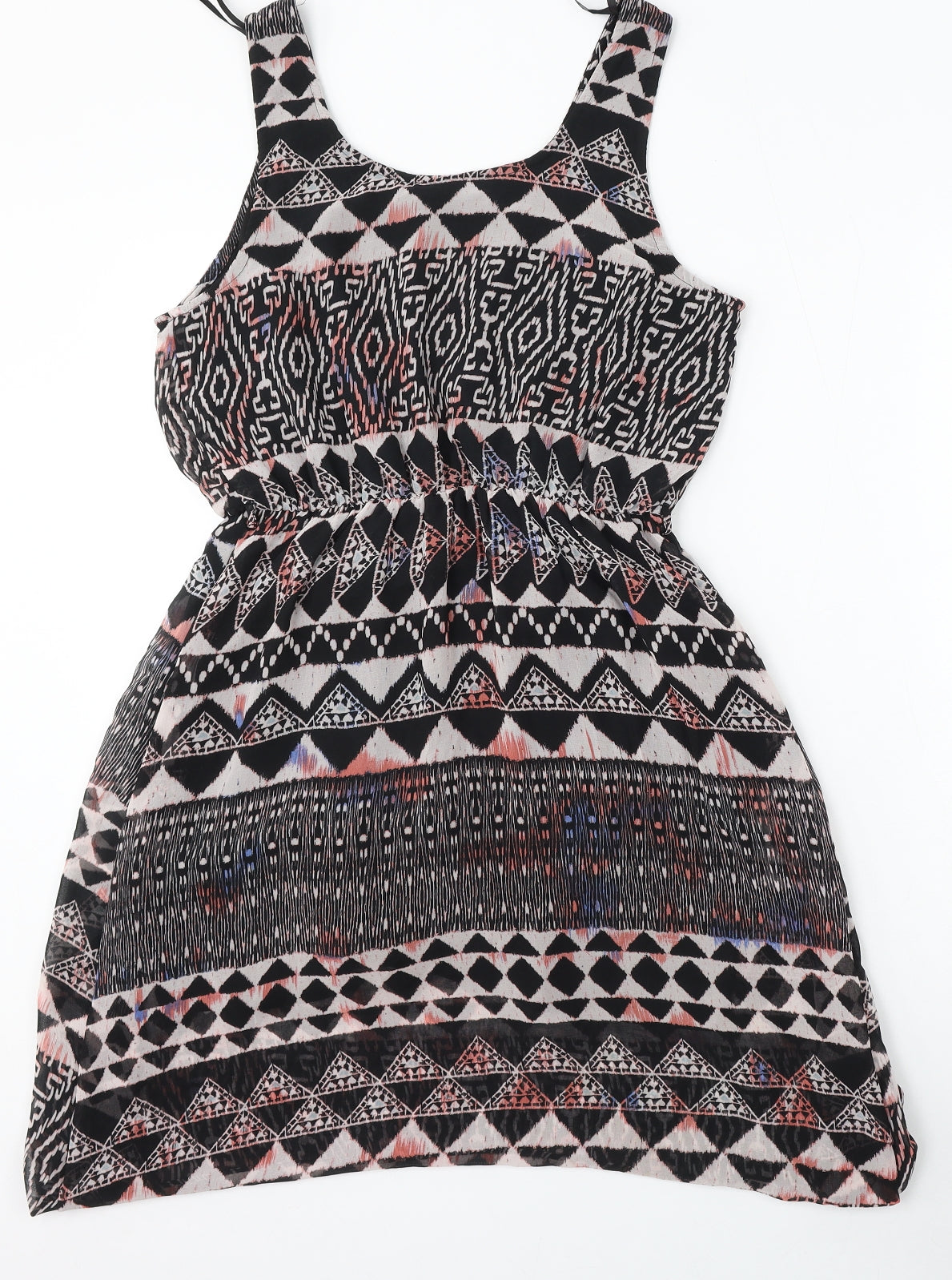 New Look Womens Multicoloured Geometric Polyester Shift  Size 12  Round Neck