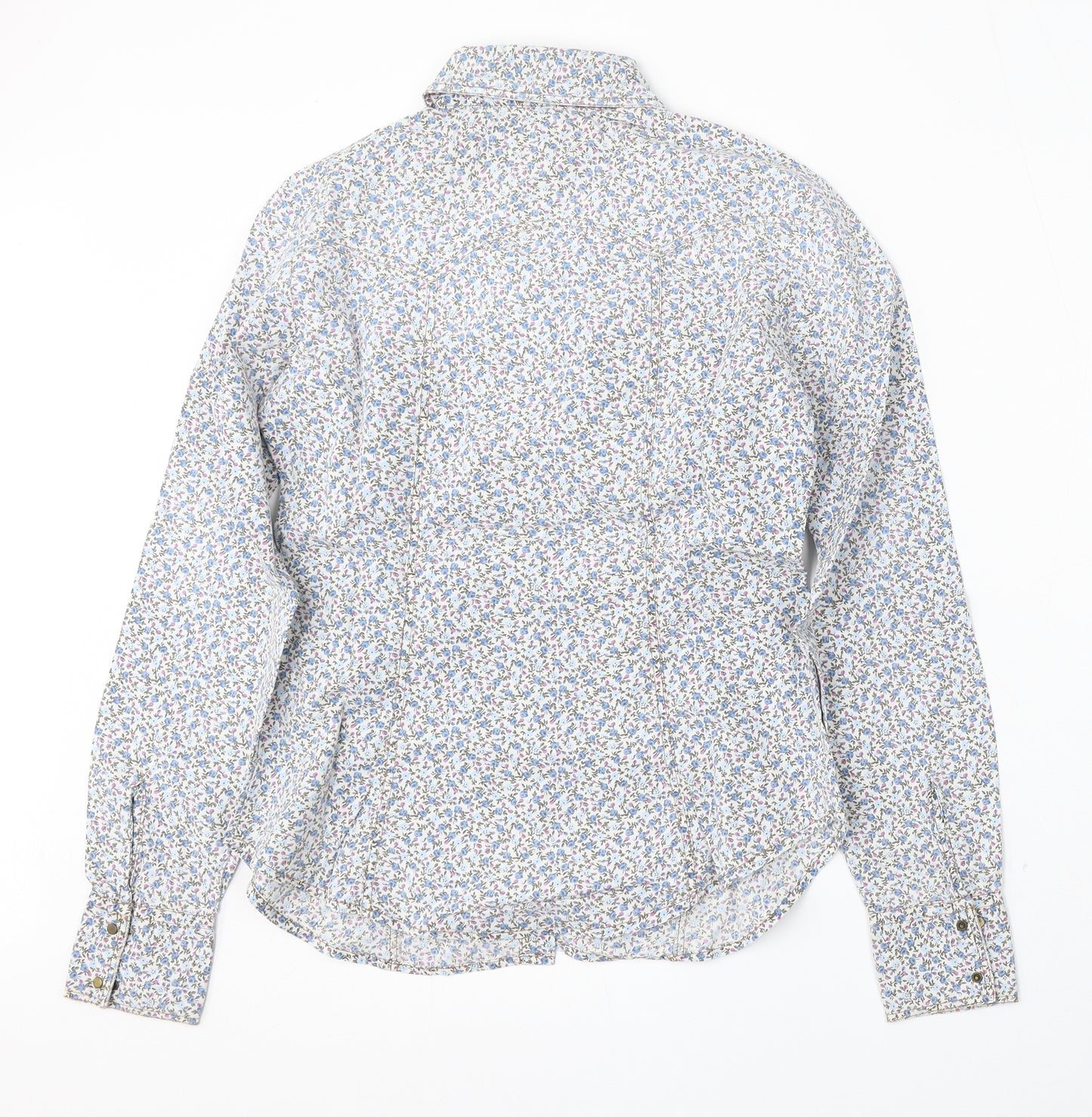 United Colors of Benetton Womens Multicoloured Floral Cotton Basic Button-Up Size S Collared