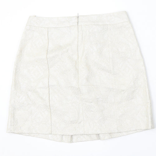 United Colors of Benetton Womens Beige  Cotton Straight & Pencil Skirt Size 8