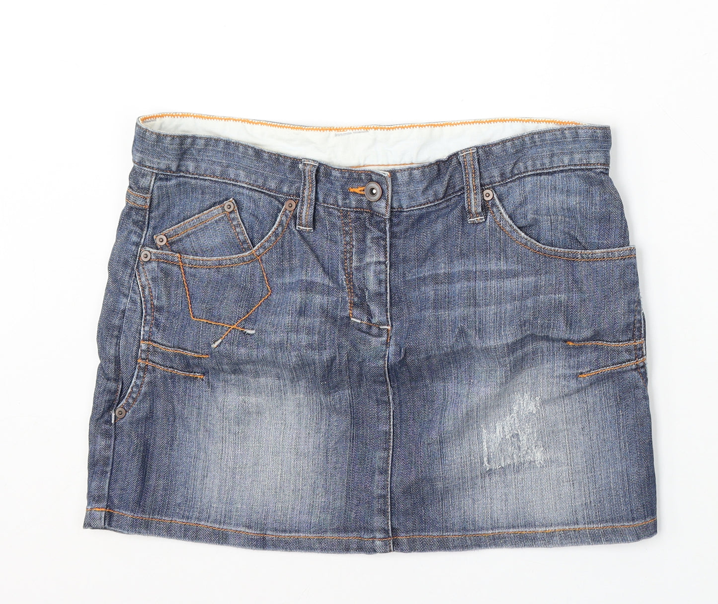 NEXT Womens Blue  Cotton Straight & Pencil Skirt Size 12