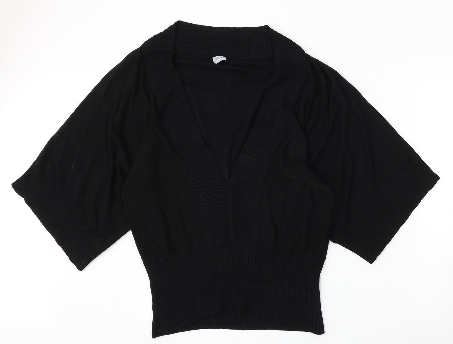 Oasis Womens Black V-Neck  Viscose Pullover Jumper Size 12